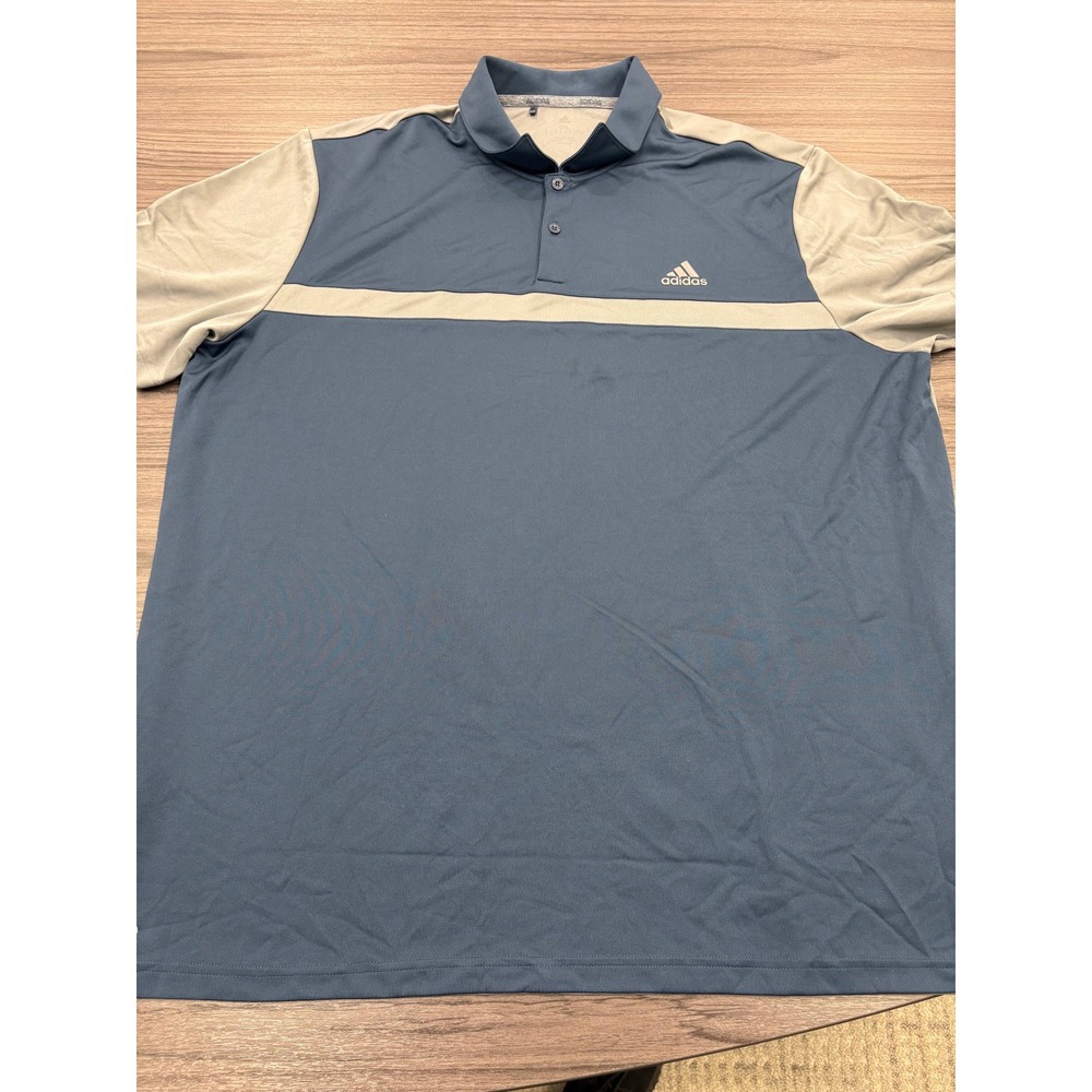 Adidas Golf Polo Shirt Mens 2XL Gray Blue Short Sleeve Athletic‎ Top